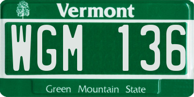 VT license plate WGM136