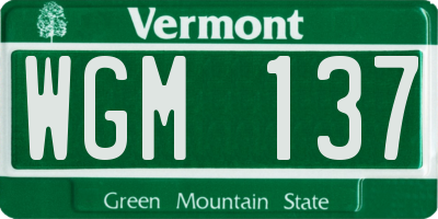 VT license plate WGM137