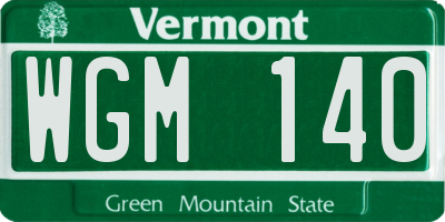 VT license plate WGM140