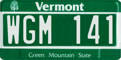 VT license plate WGM141