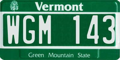 VT license plate WGM143