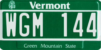 VT license plate WGM144