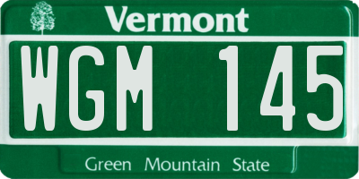 VT license plate WGM145