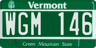 VT license plate WGM146