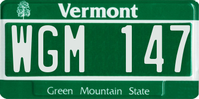 VT license plate WGM147