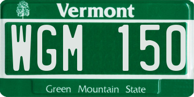 VT license plate WGM150