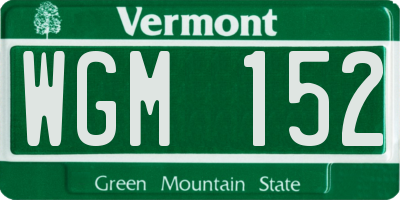 VT license plate WGM152
