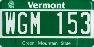 VT license plate WGM153