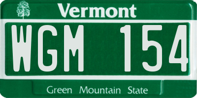 VT license plate WGM154