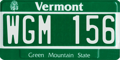 VT license plate WGM156