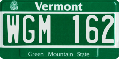 VT license plate WGM162