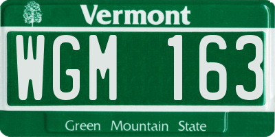 VT license plate WGM163