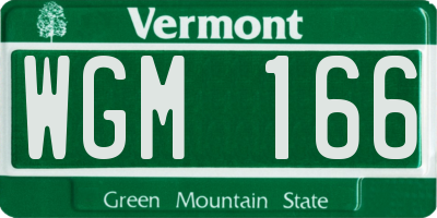 VT license plate WGM166