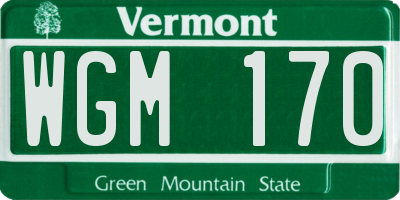 VT license plate WGM170