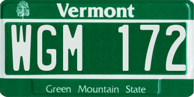 VT license plate WGM172