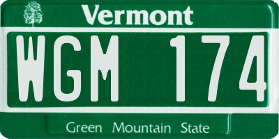 VT license plate WGM174