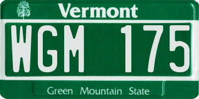 VT license plate WGM175