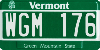 VT license plate WGM176