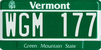 VT license plate WGM177