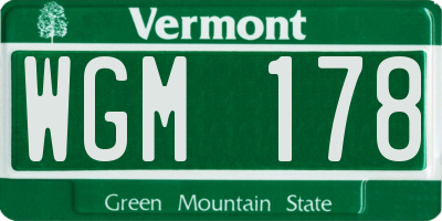 VT license plate WGM178