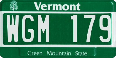 VT license plate WGM179