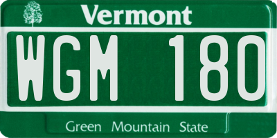 VT license plate WGM180