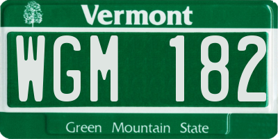 VT license plate WGM182