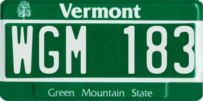VT license plate WGM183