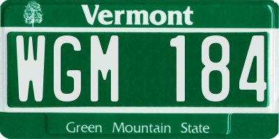 VT license plate WGM184