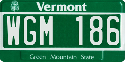 VT license plate WGM186