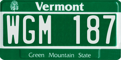 VT license plate WGM187