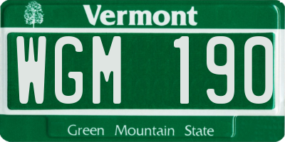 VT license plate WGM190