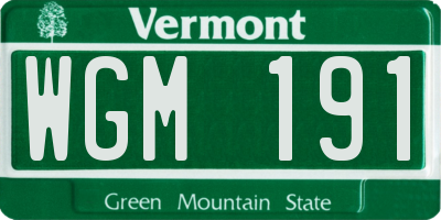 VT license plate WGM191