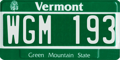 VT license plate WGM193