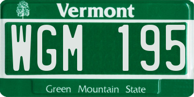 VT license plate WGM195