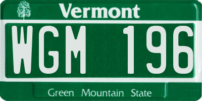 VT license plate WGM196