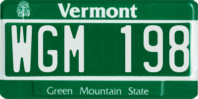 VT license plate WGM198