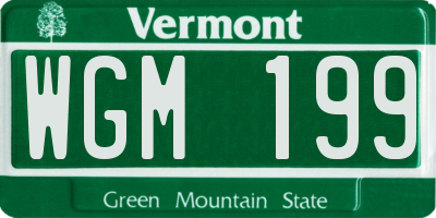 VT license plate WGM199