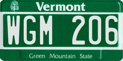VT license plate WGM206