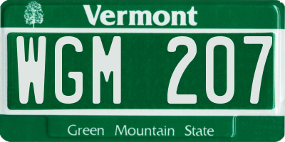 VT license plate WGM207