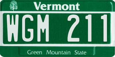 VT license plate WGM211