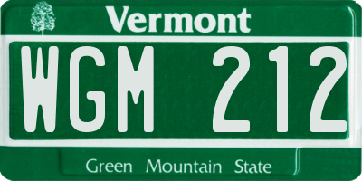 VT license plate WGM212