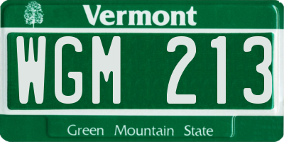VT license plate WGM213