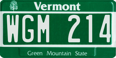 VT license plate WGM214
