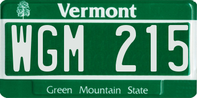 VT license plate WGM215