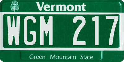 VT license plate WGM217