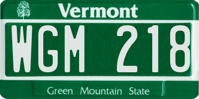 VT license plate WGM218