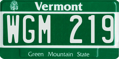 VT license plate WGM219