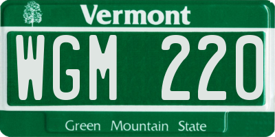 VT license plate WGM220