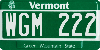 VT license plate WGM222